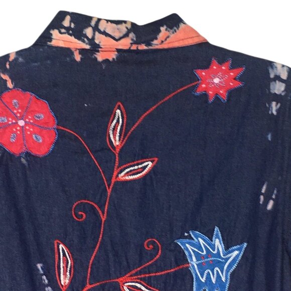 Alex Ku Jacket Womens Small Embroidered Boho Button Up Festival Floral - Picture 10 of 13